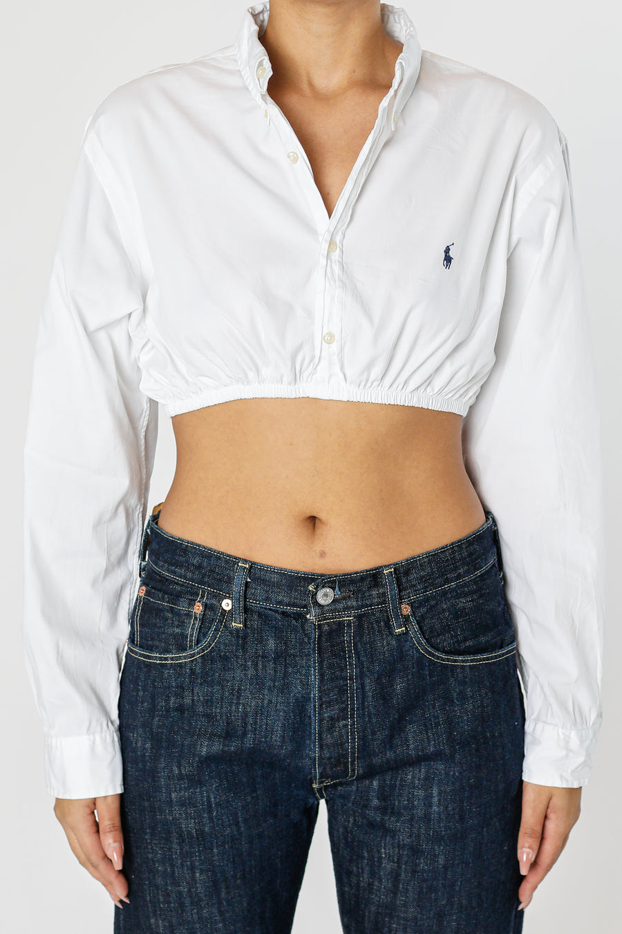 Rework Oxford Cinch Crop Shirt - L