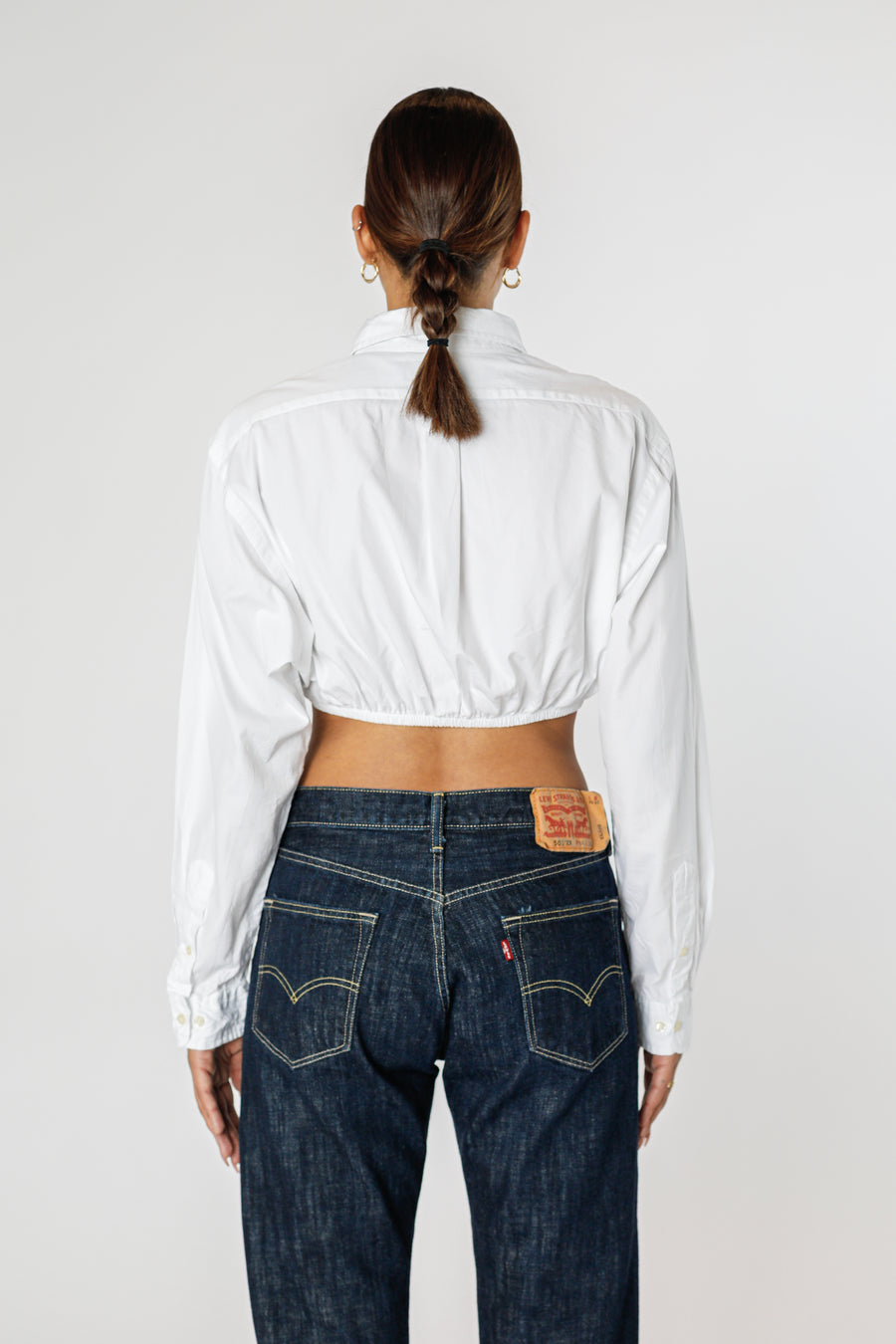 Rework Oxford Cinch Crop Shirt - L