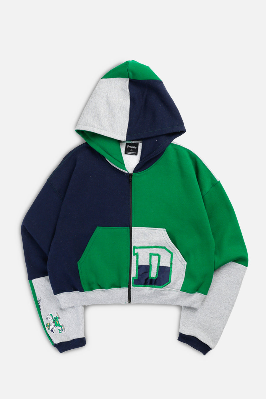 Rework Notre Dame Fighting Irish Crop Zip Hoodie - S