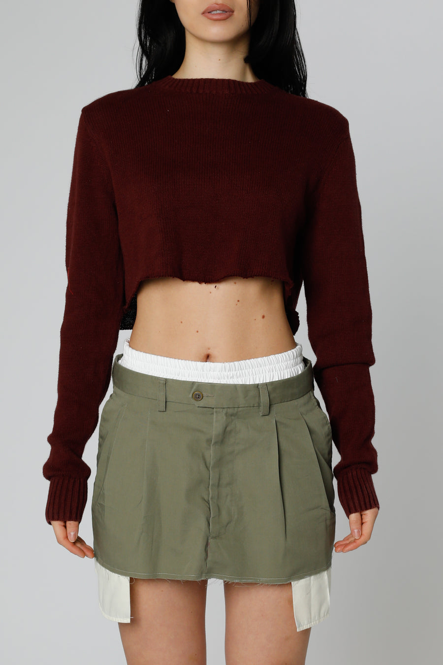 Rework Crop Knit Sweater - M