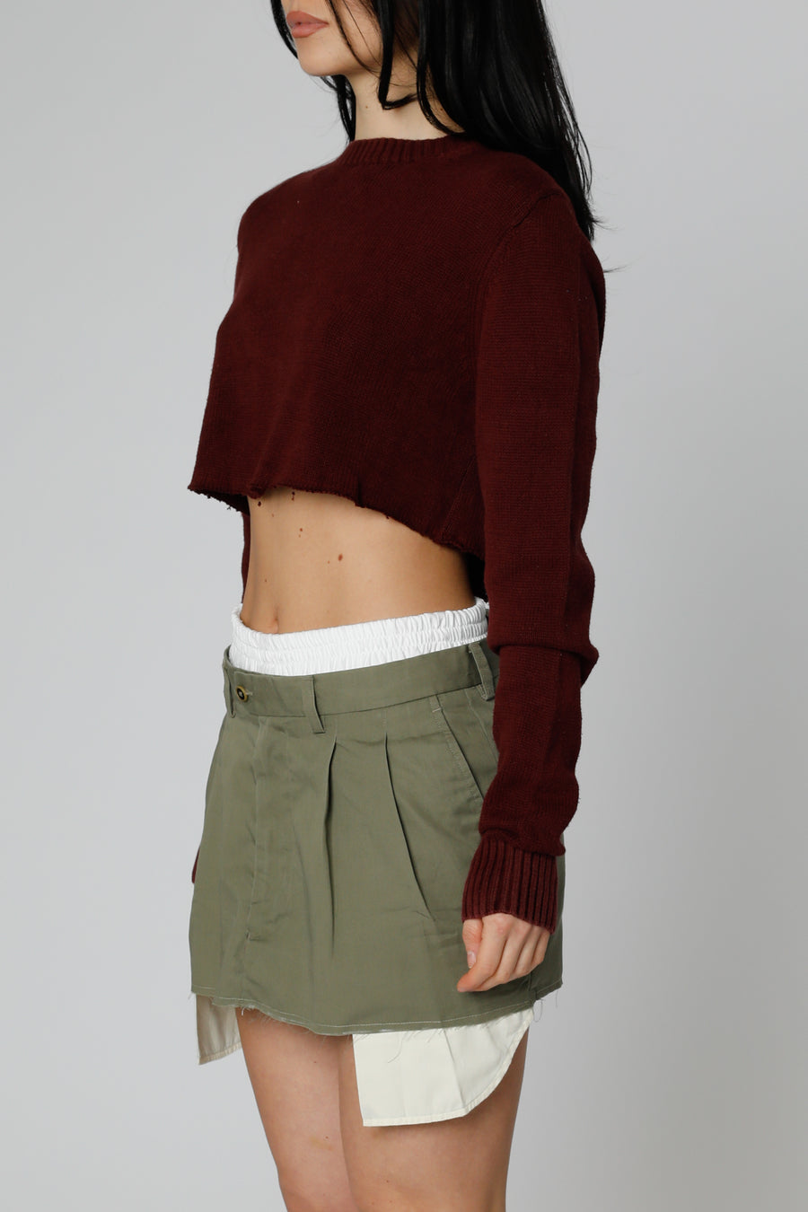 Rework Crop Knit Sweater - M