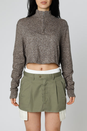 Rework Crop Knit Sweater - L