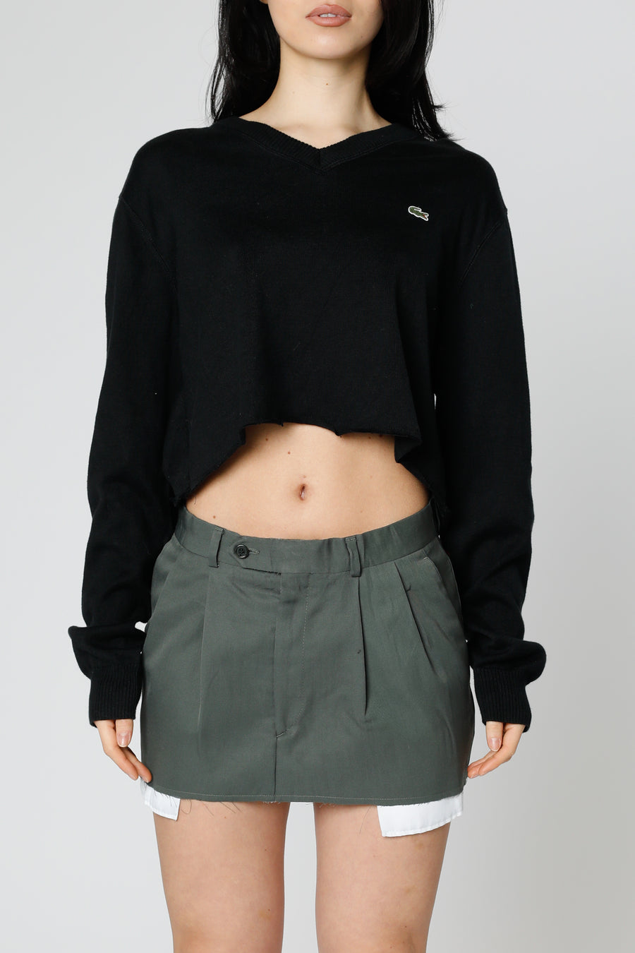 Rework Crop Knit Sweater - XL