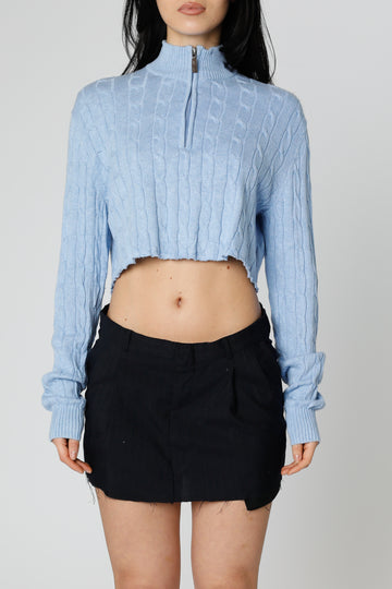 Rework Crop Knit Sweater - M