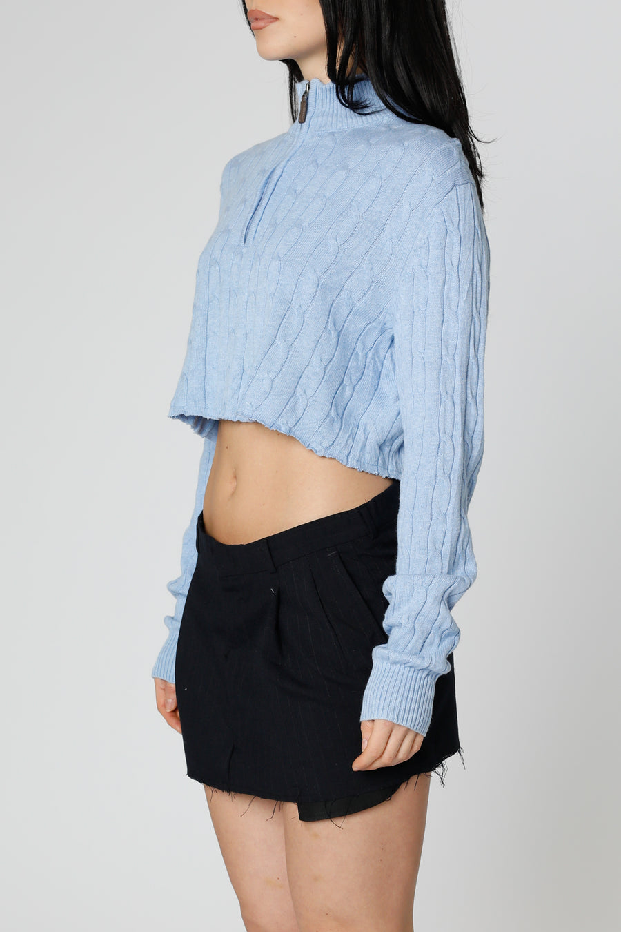 Rework Crop Knit Sweater - M