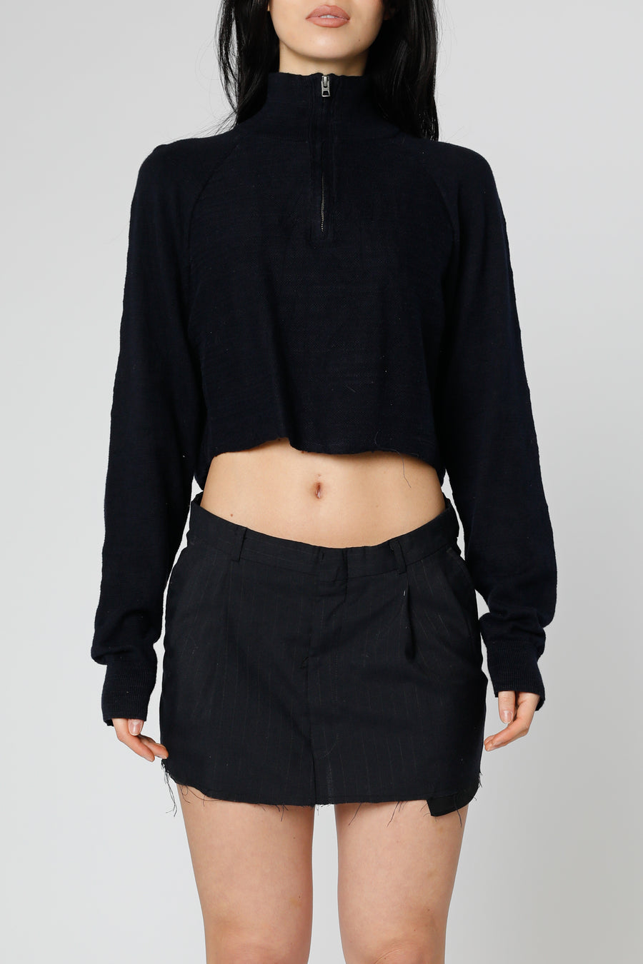 Rework Crop Knit Sweater - M