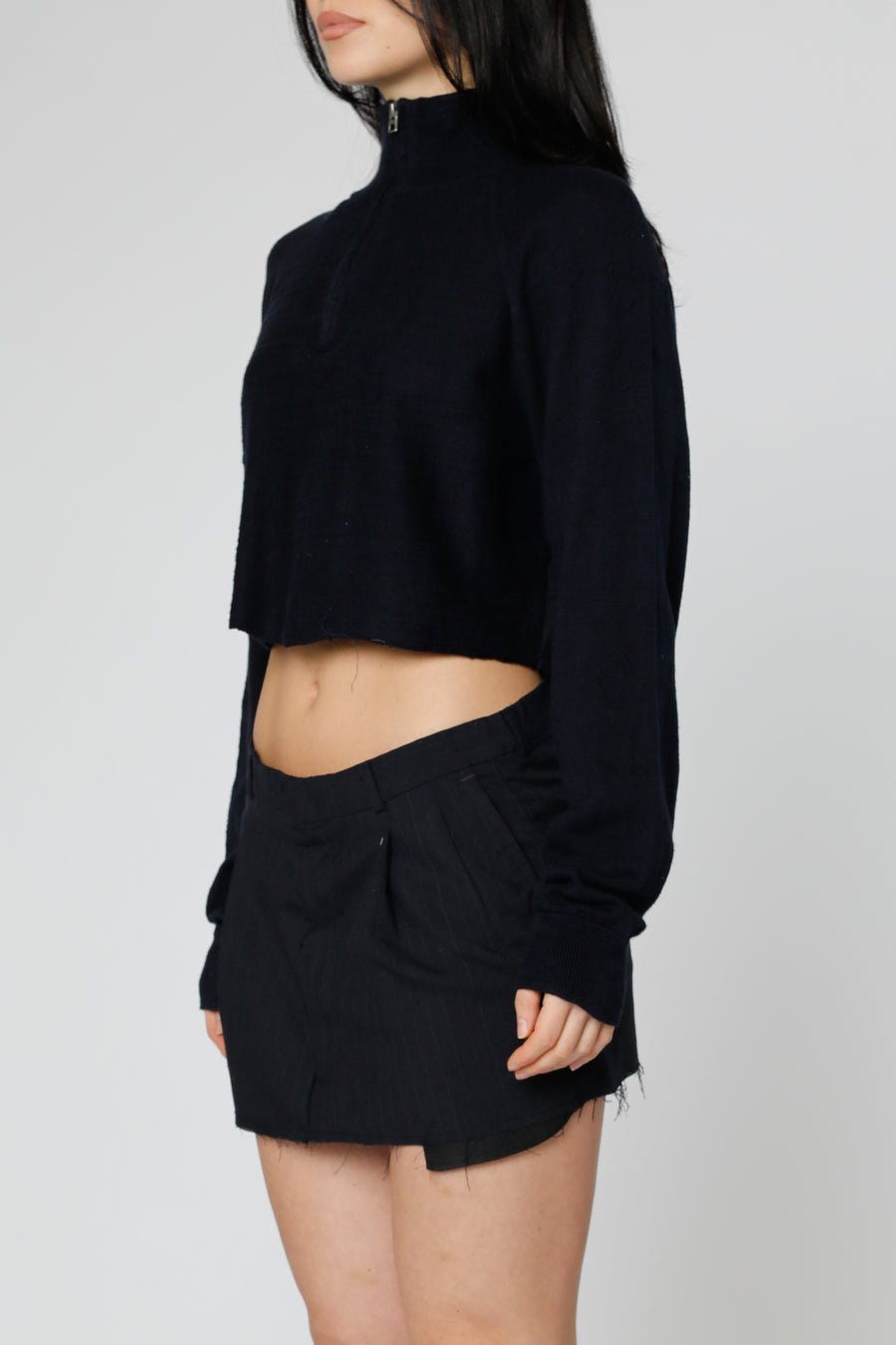 Rework Crop Knit Sweater - M