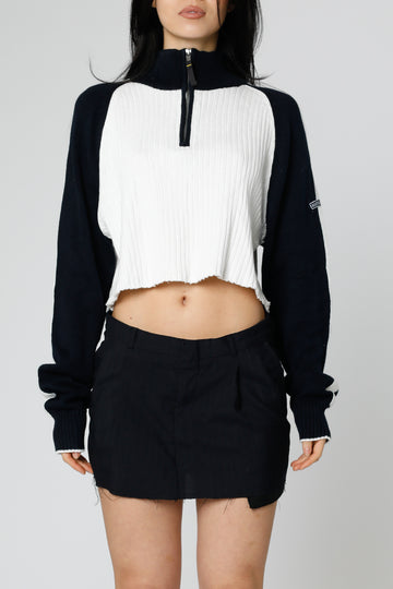 Rework Crop Knit Sweater - L