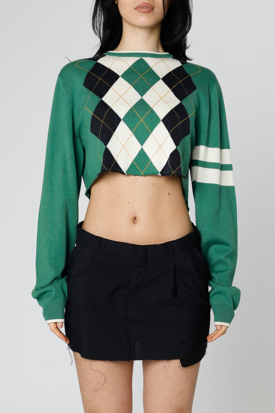 Rework Crop Knit Sweater - L