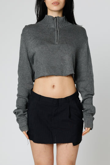 Rework Crop Knit Sweater - M