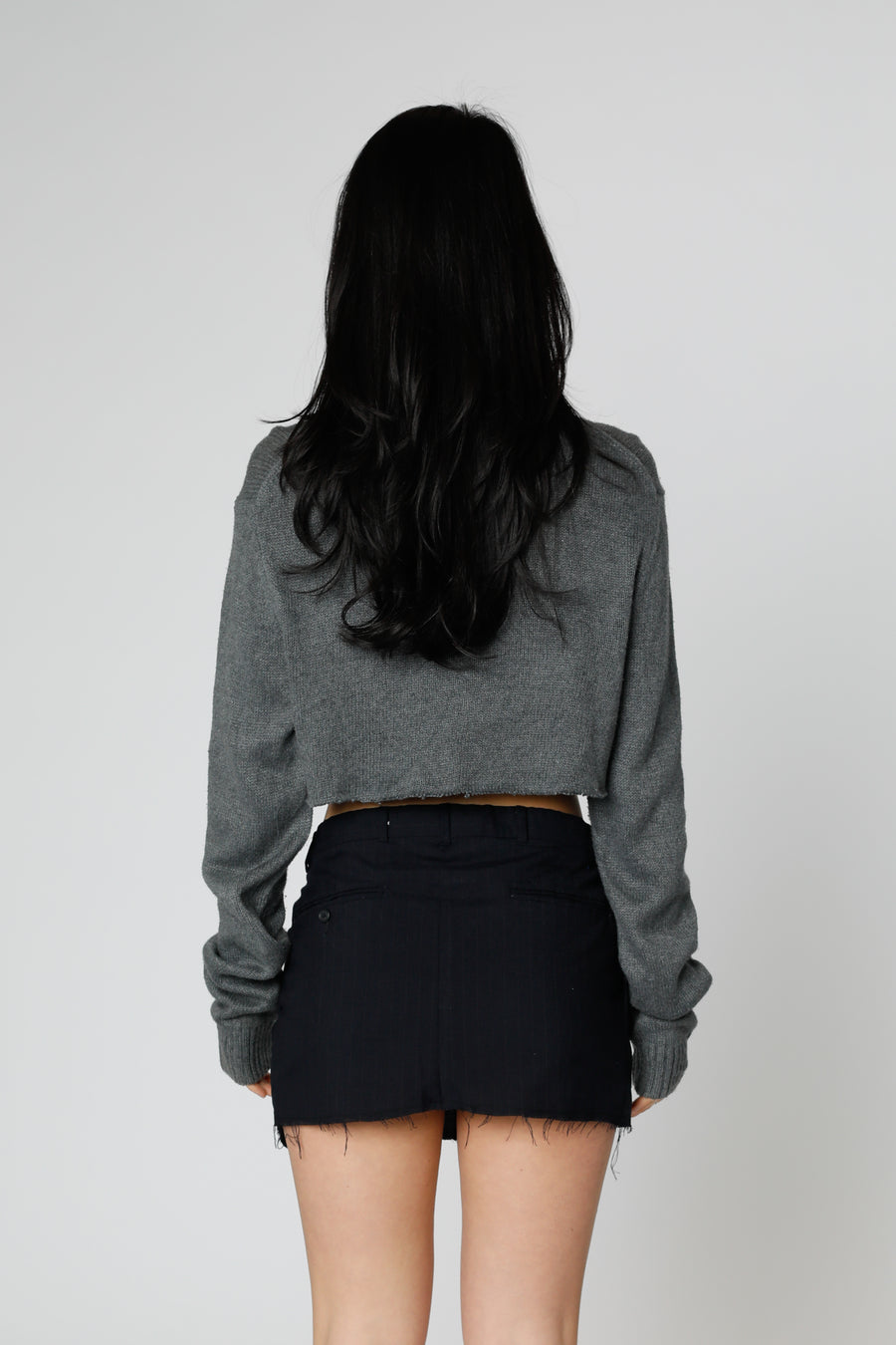 Rework Crop Knit Sweater - M