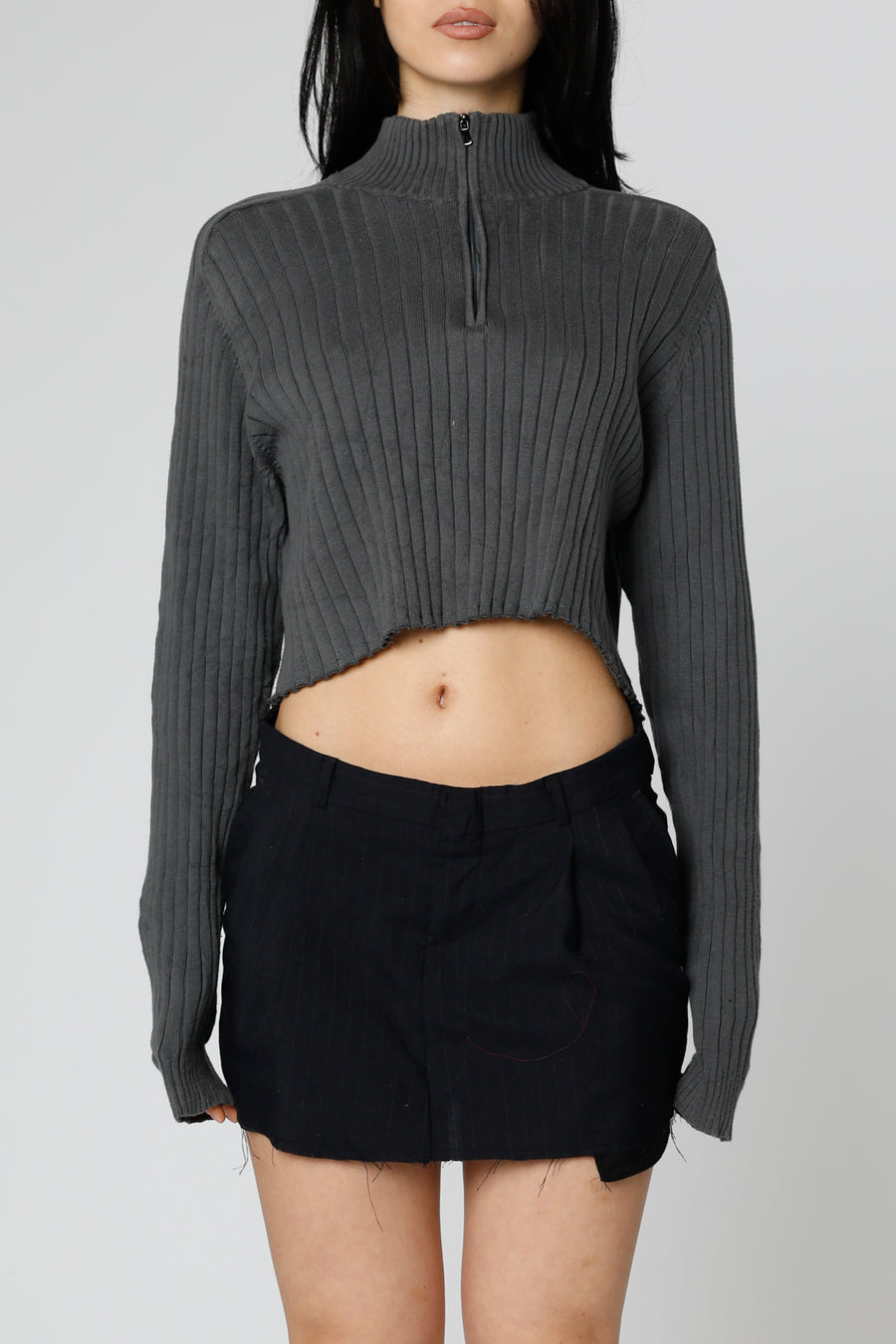 Rework Crop Knit Sweater - M