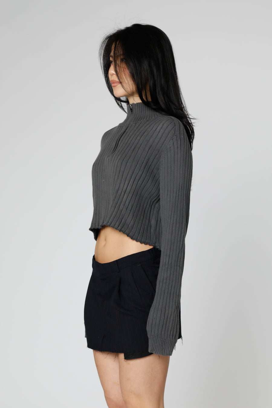 Rework Crop Knit Sweater - M