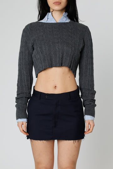 Rework Crop Knit Sweater - S