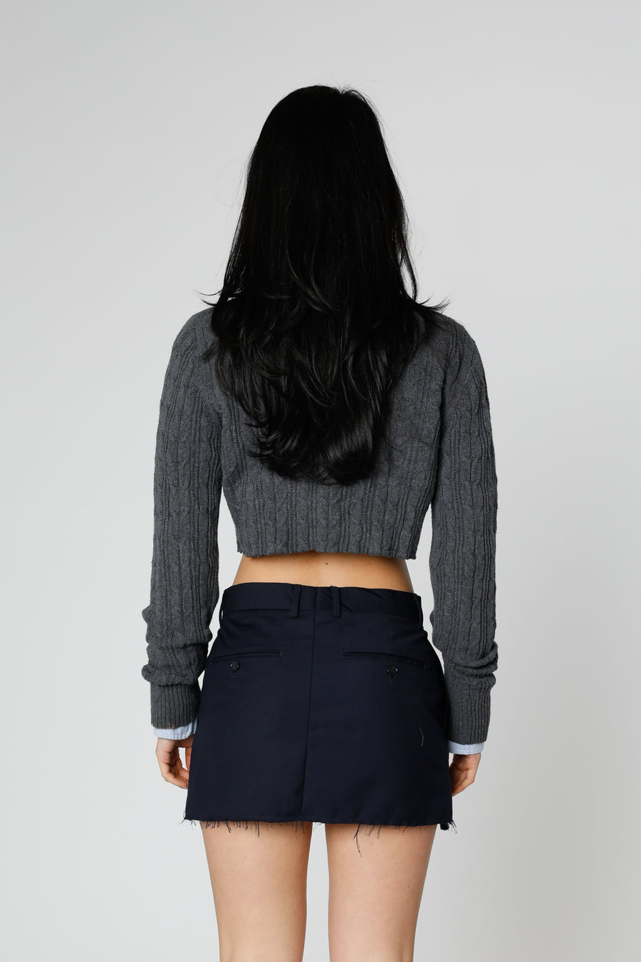 Rework Crop Knit Sweater - S