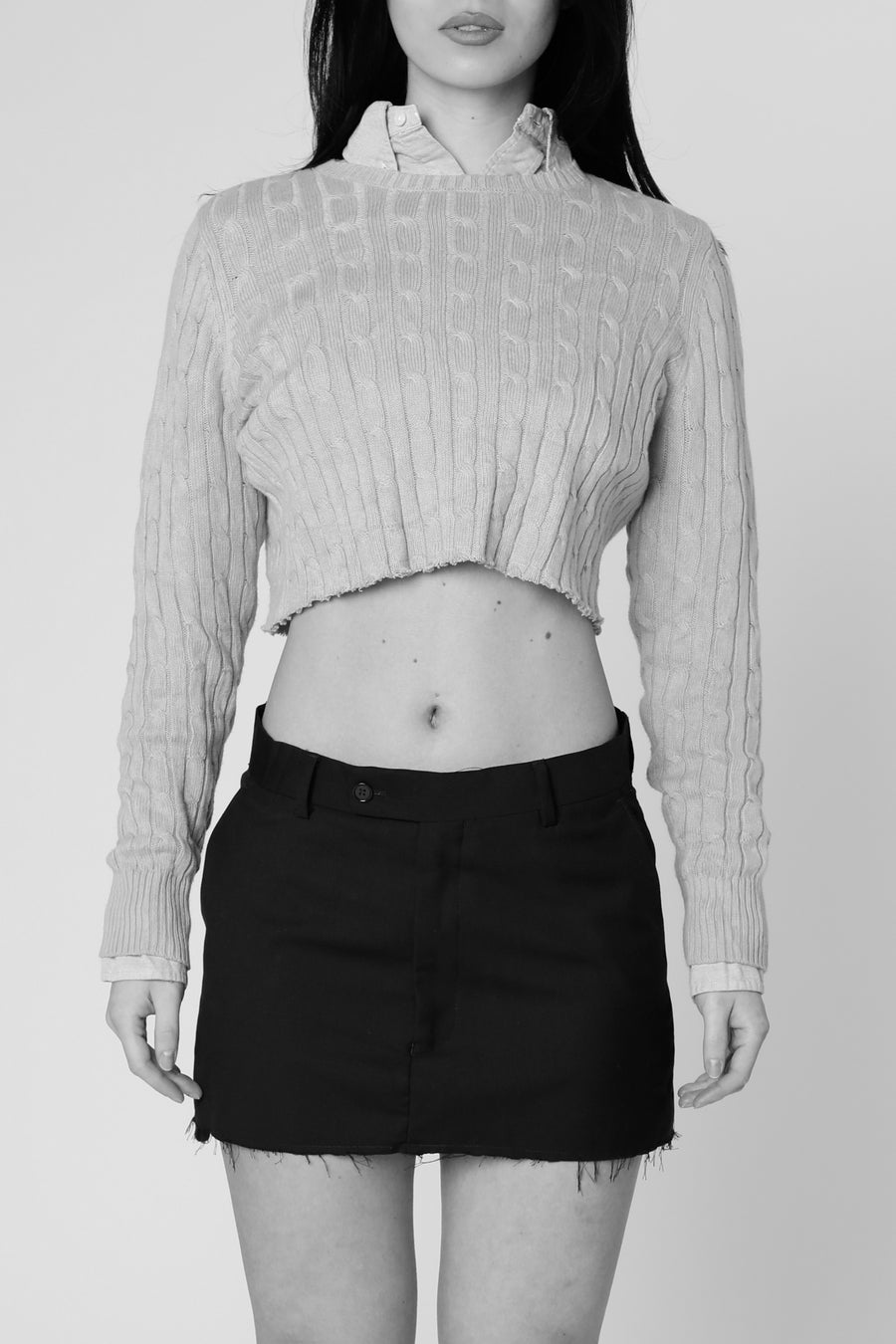 Rework Crop Knit Sweater - XXL