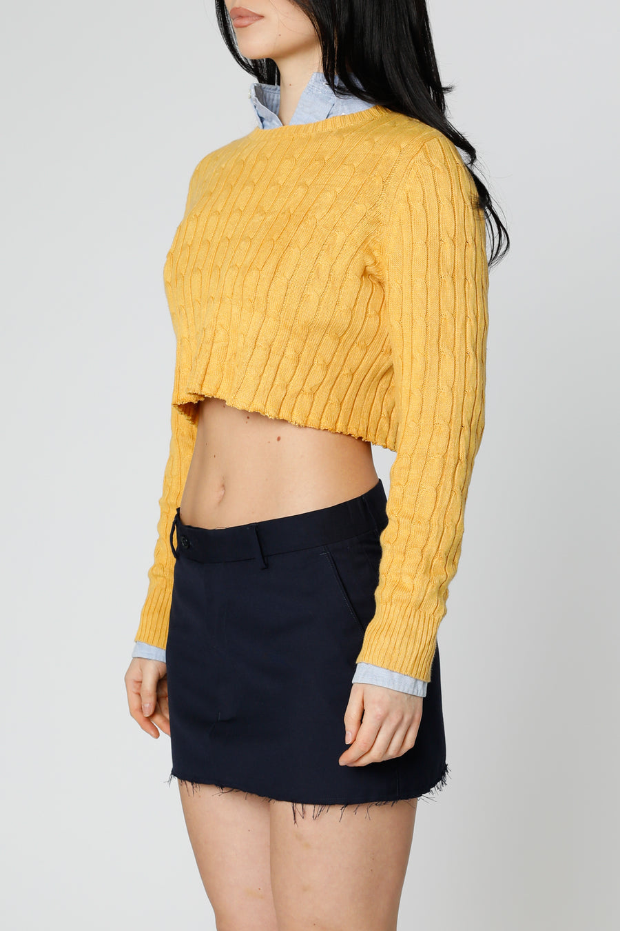 Rework Crop Knit Sweater - S, M