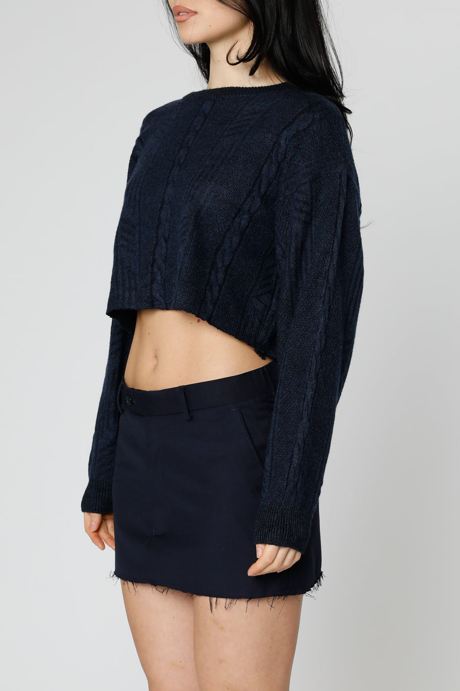 Rework Crop Knit Sweater - L