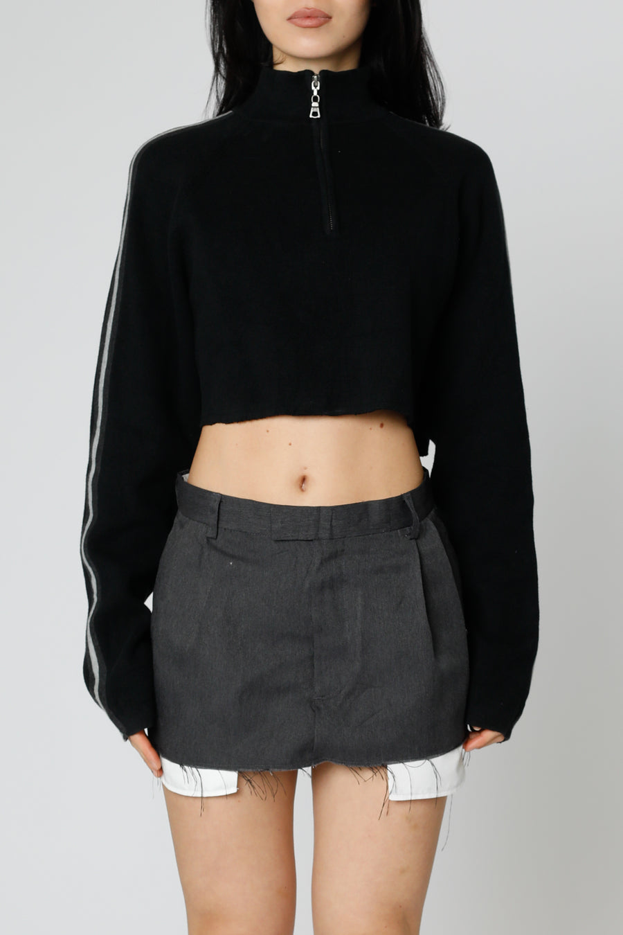 Rework Crop Knit Sweater - M