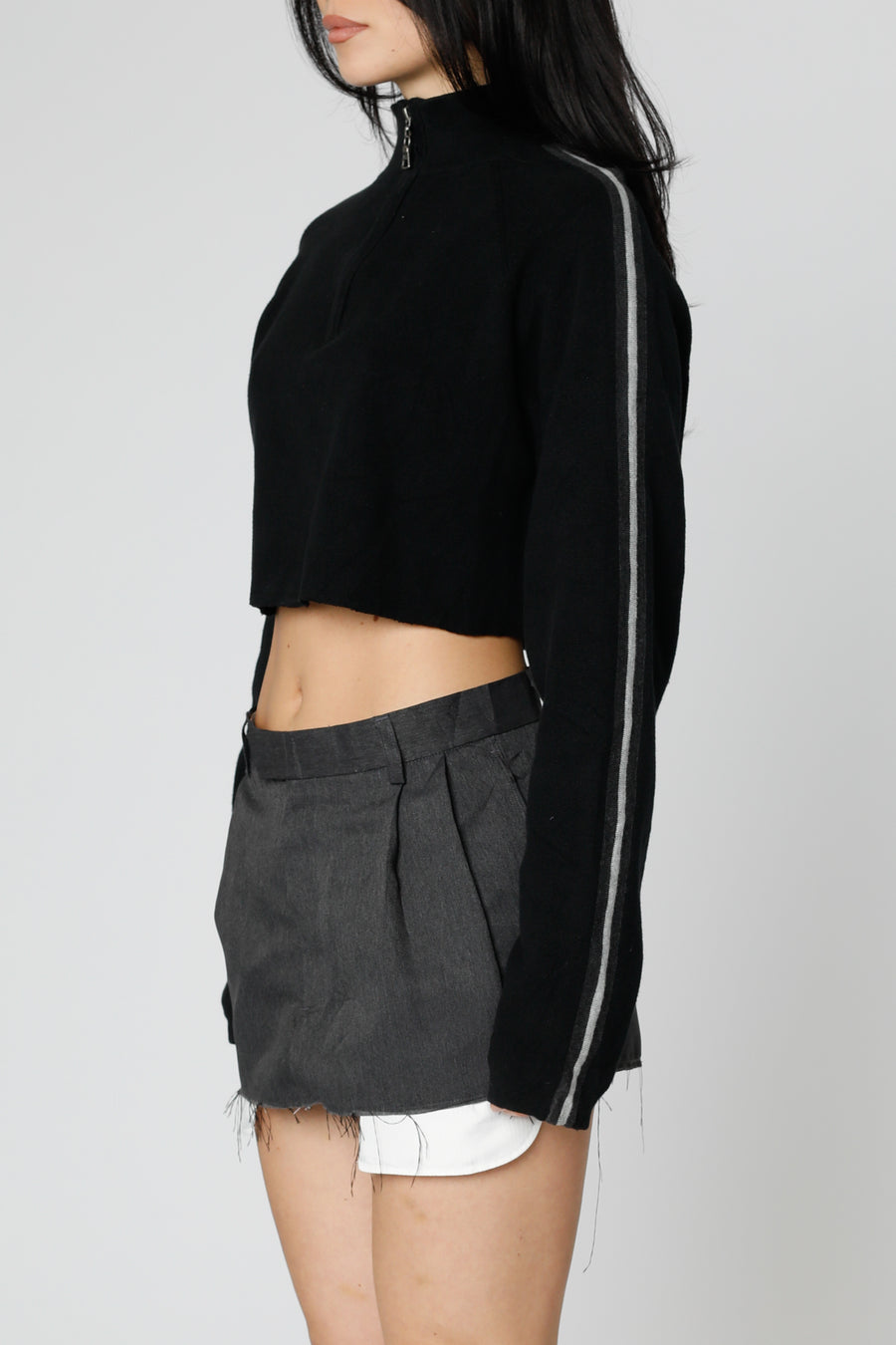 Rework Crop Knit Sweater - M