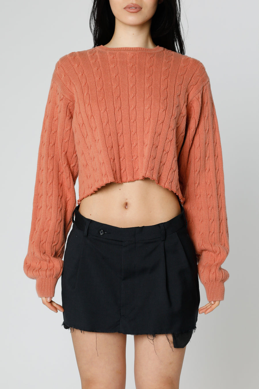 Rework Crop Knit Sweater - L