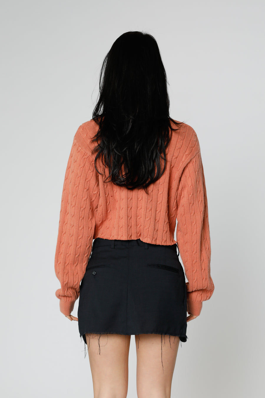 Rework Crop Knit Sweater - L