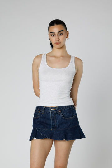 Rework Denim Flounce Skirt - M