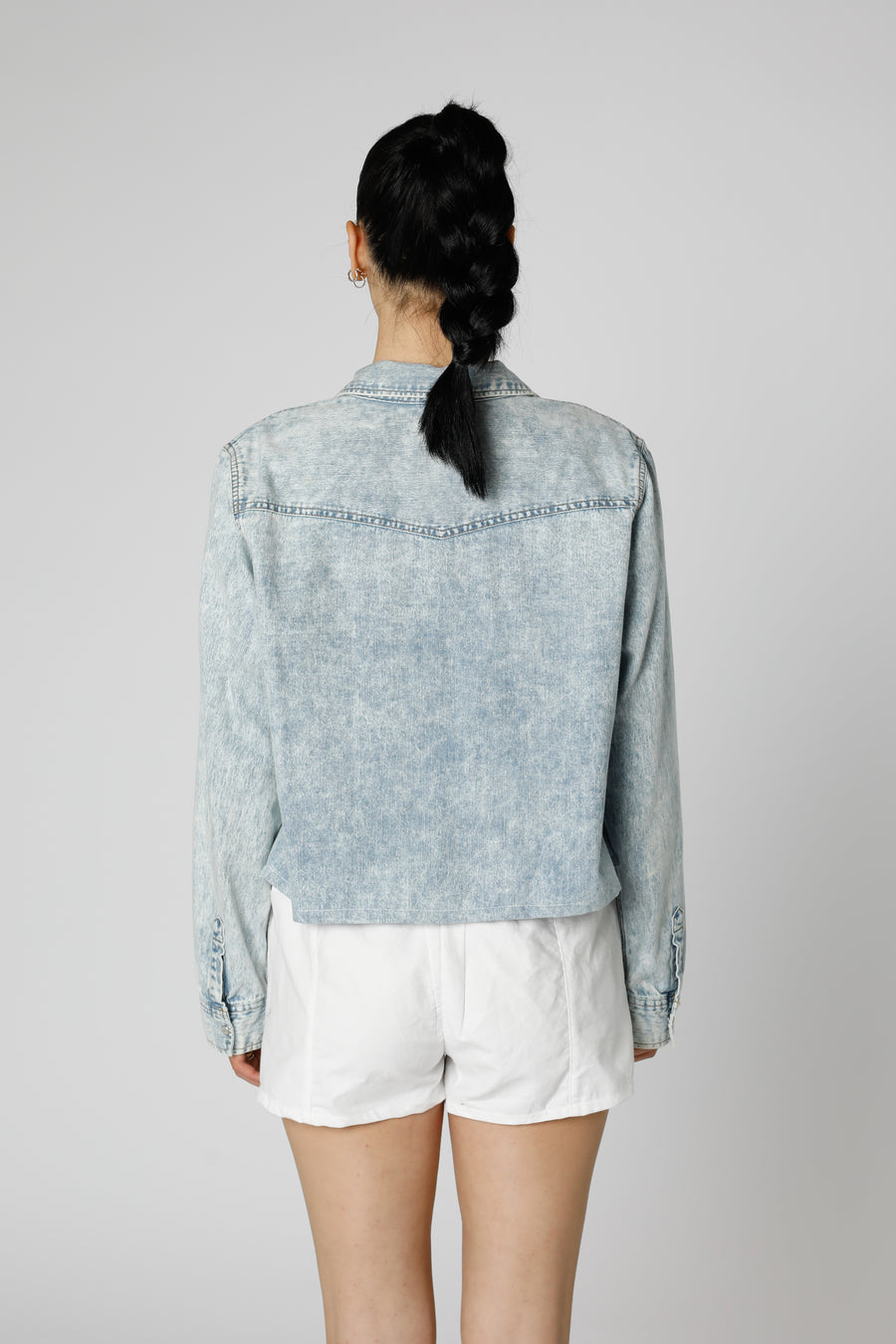 Rework Chambray Waist Crop - L