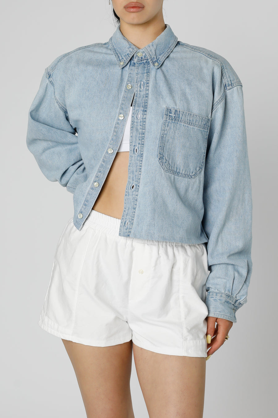 Rework Chambray Waist Crop - M