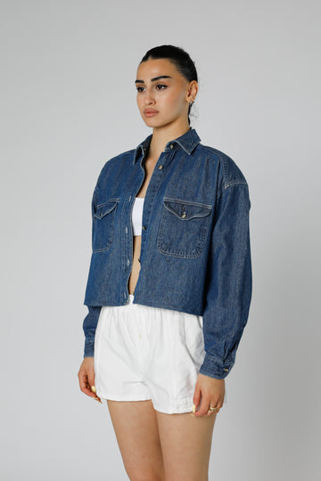 Rework Chambray Waist Crop - M