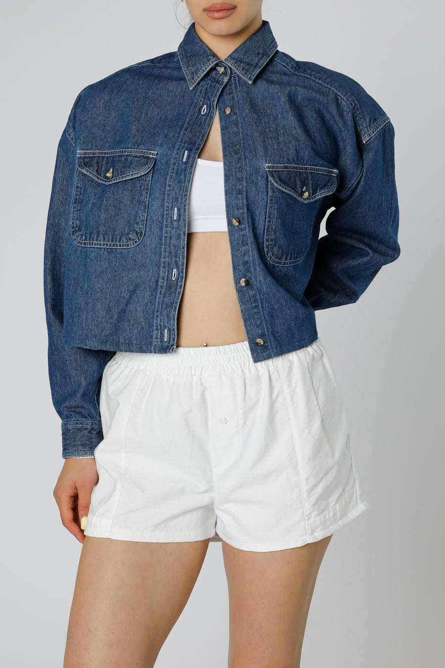 Rework Chambray Waist Crop - M