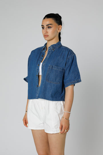 Rework Chambray Waist Crop - M