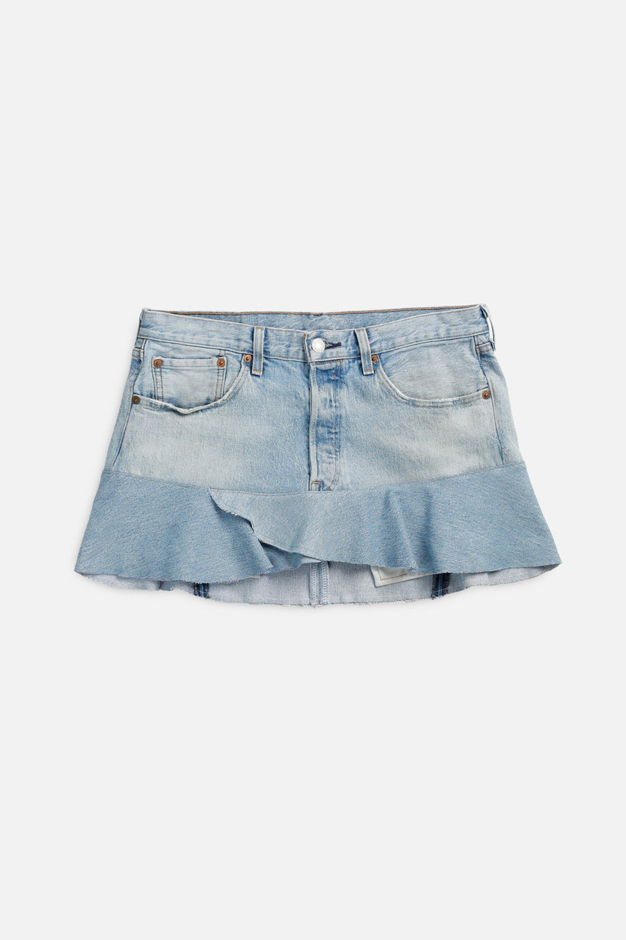 Rework Denim Flounce Skirt - L