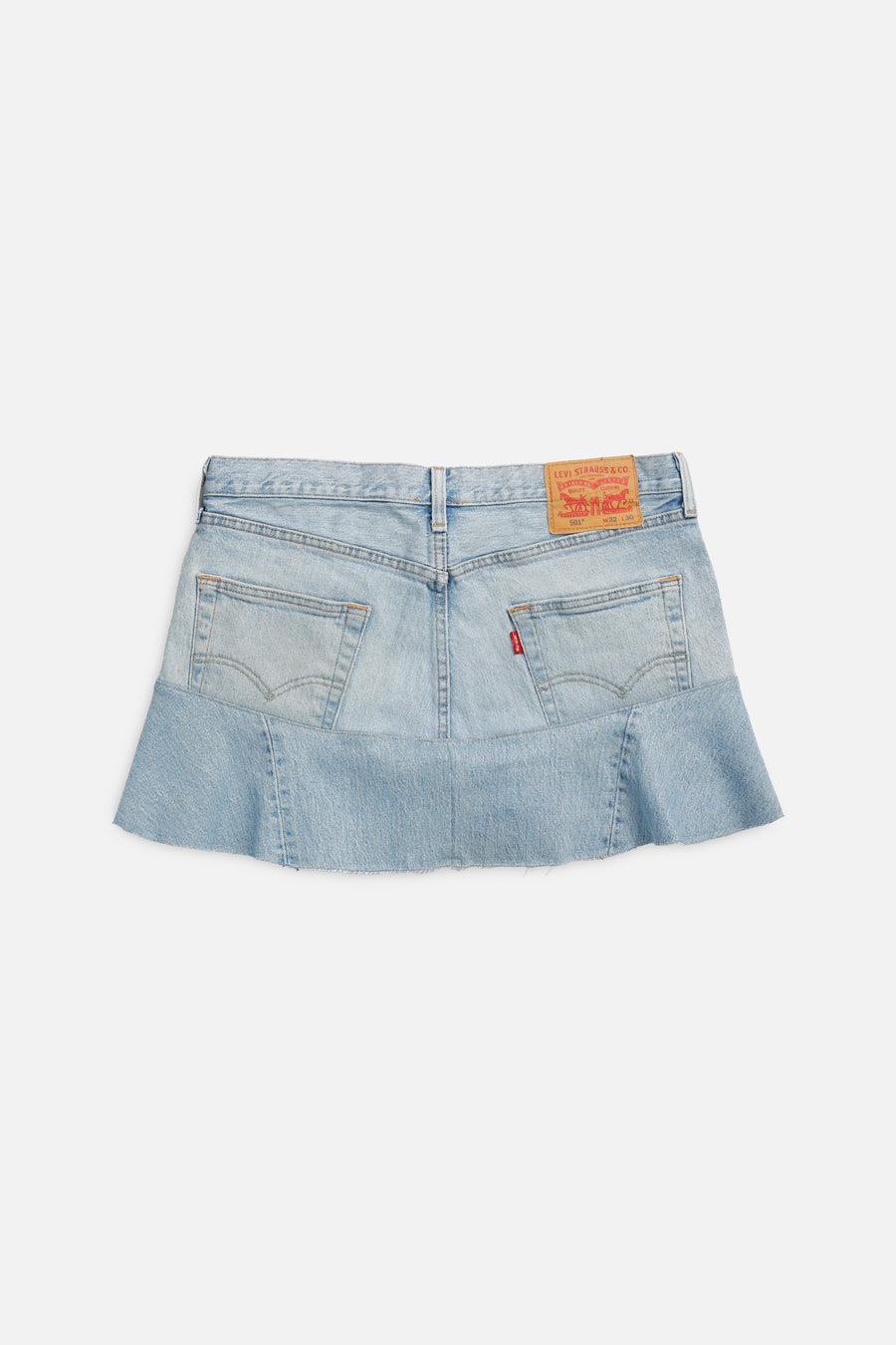 Rework Denim Flounce Skirt - L