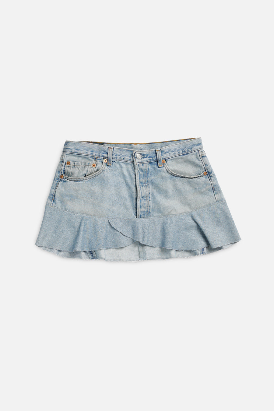 Rework Denim Flounce Skirt - L