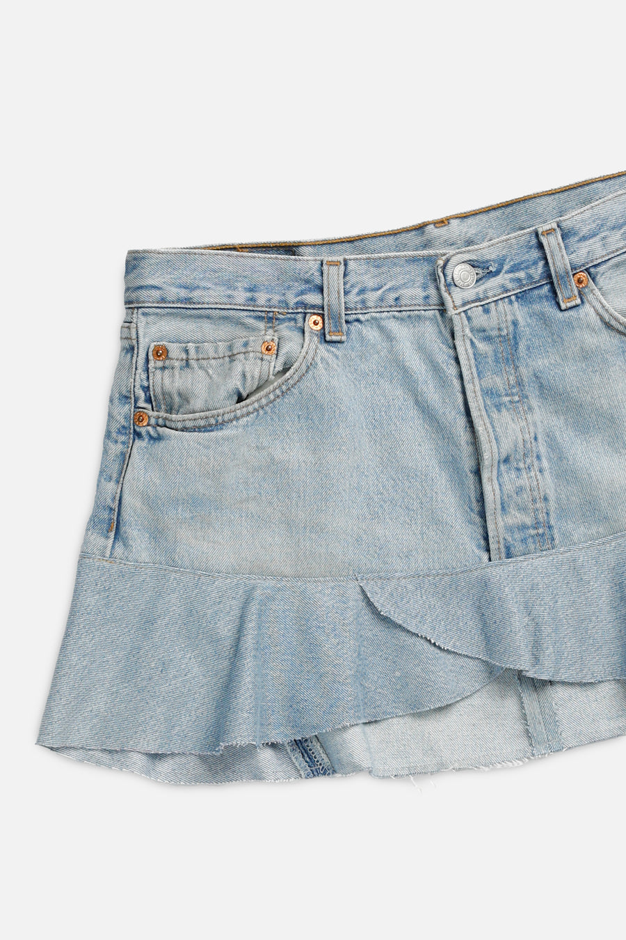 Rework Denim Flounce Skirt - L