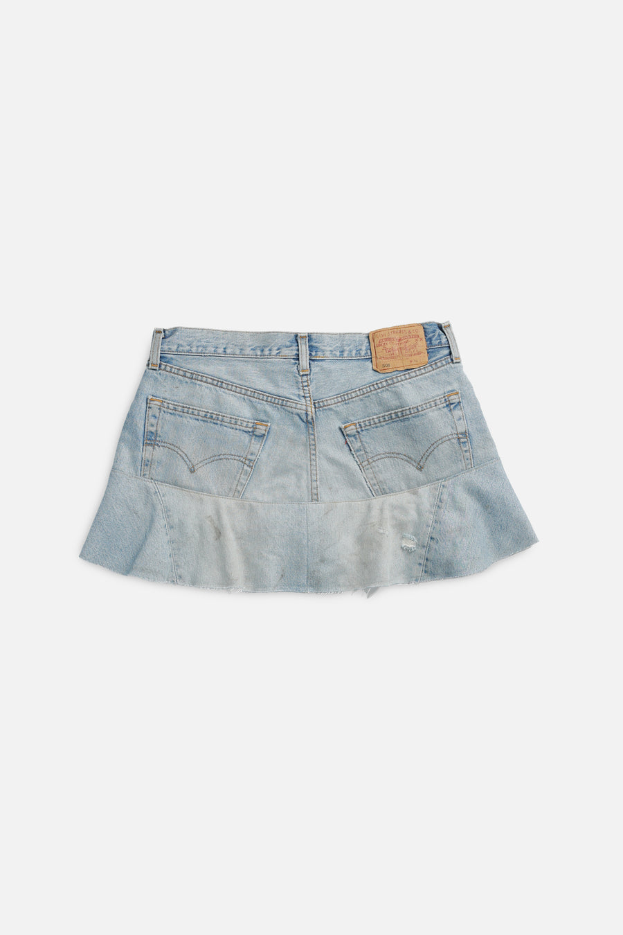 Rework Denim Flounce Skirt - L