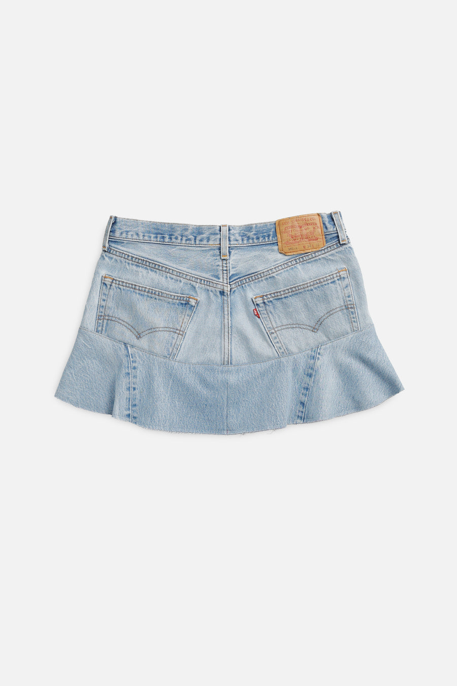 Rework Denim Flounce Skirt - L