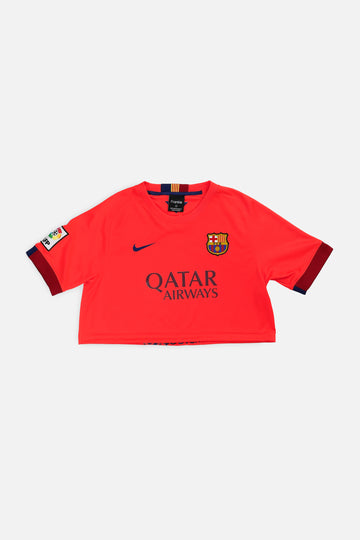 Rework Crop Barcelona Soccer Jersey - S