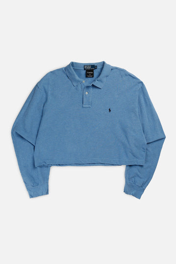 Rework Polo Crop Long Sleeve Tee - XXL