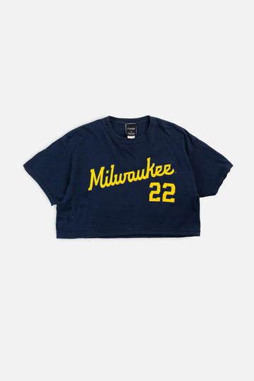 Rework Milwaukee Brewers MLB Crop Tee - L