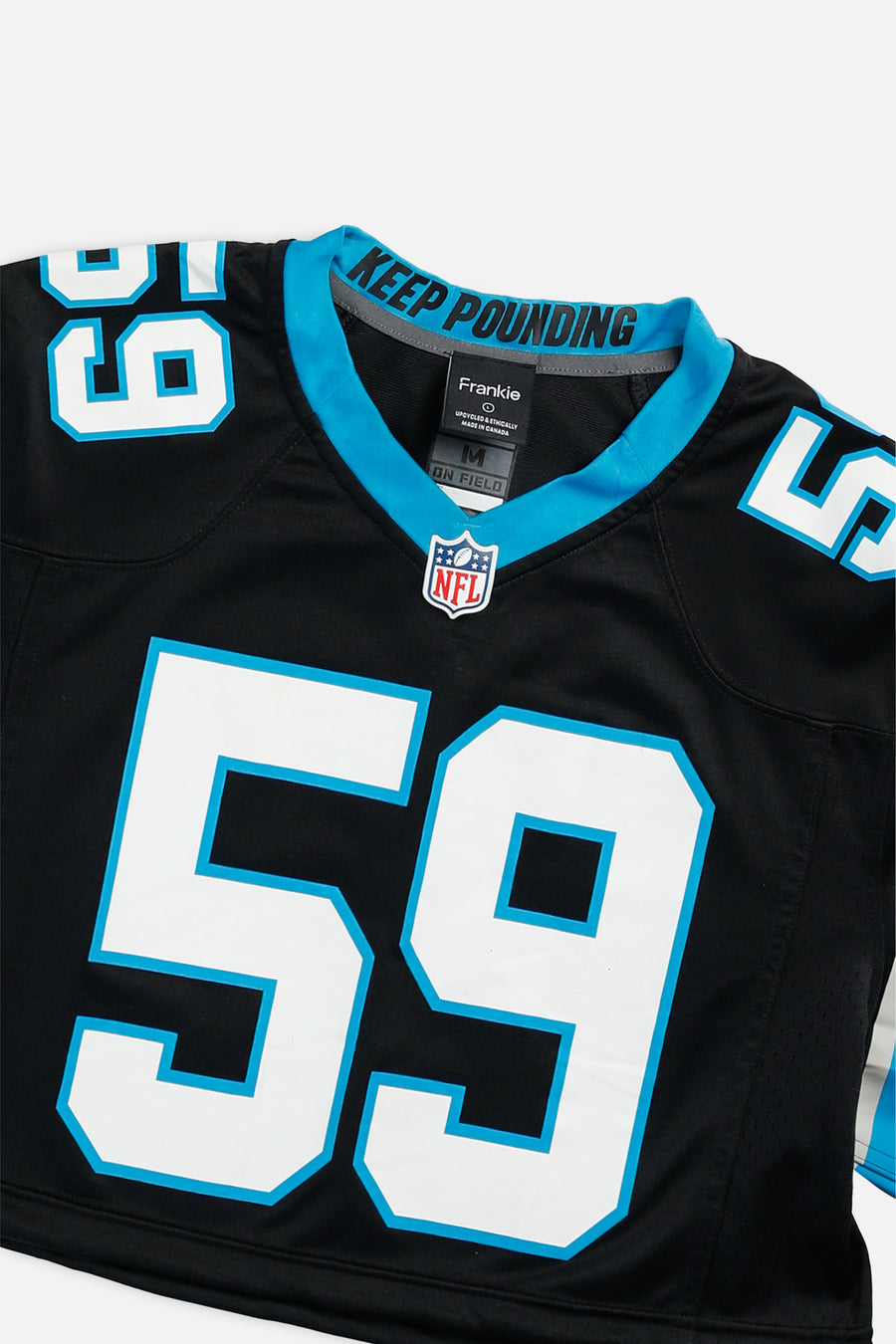 Rework Crop Carolina Panthers NFL Jersey - L