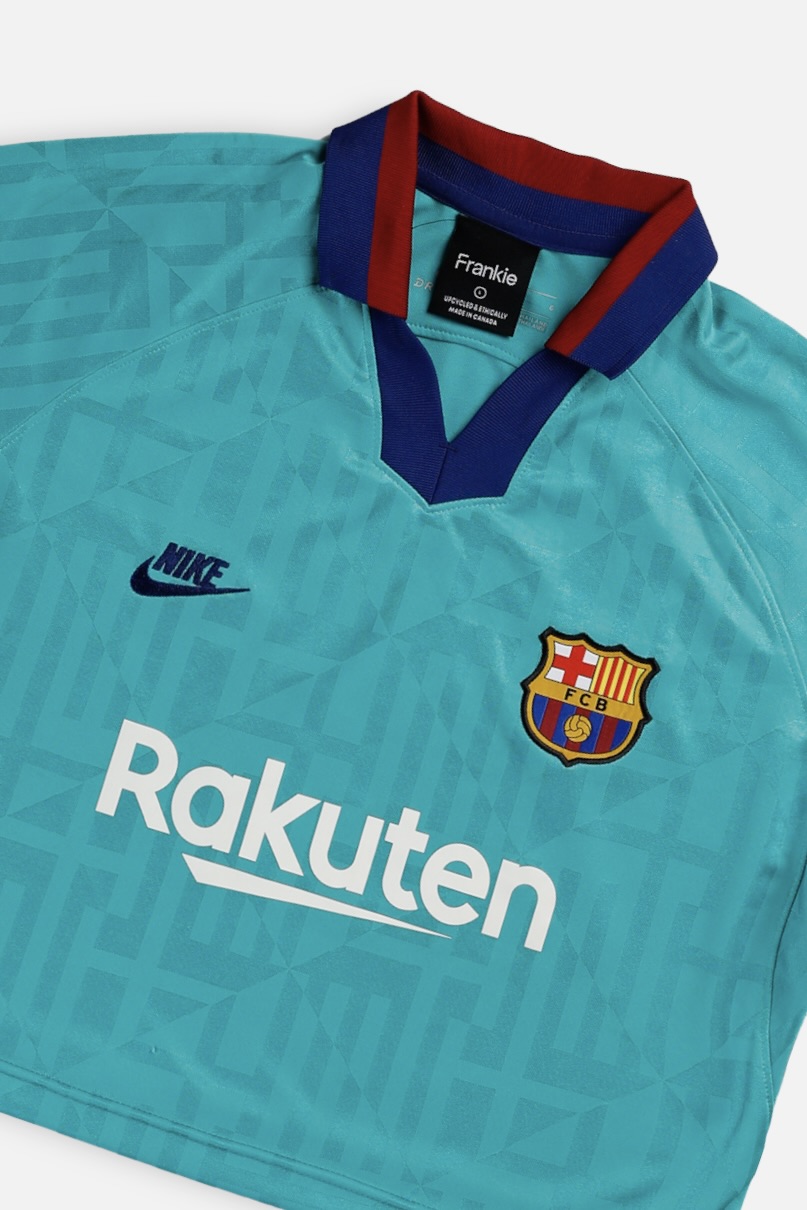 Rework Crop Barcelona Soccer Jersey - L