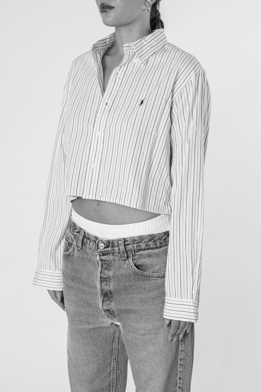 Rework Oxford Crop Shirt - XS