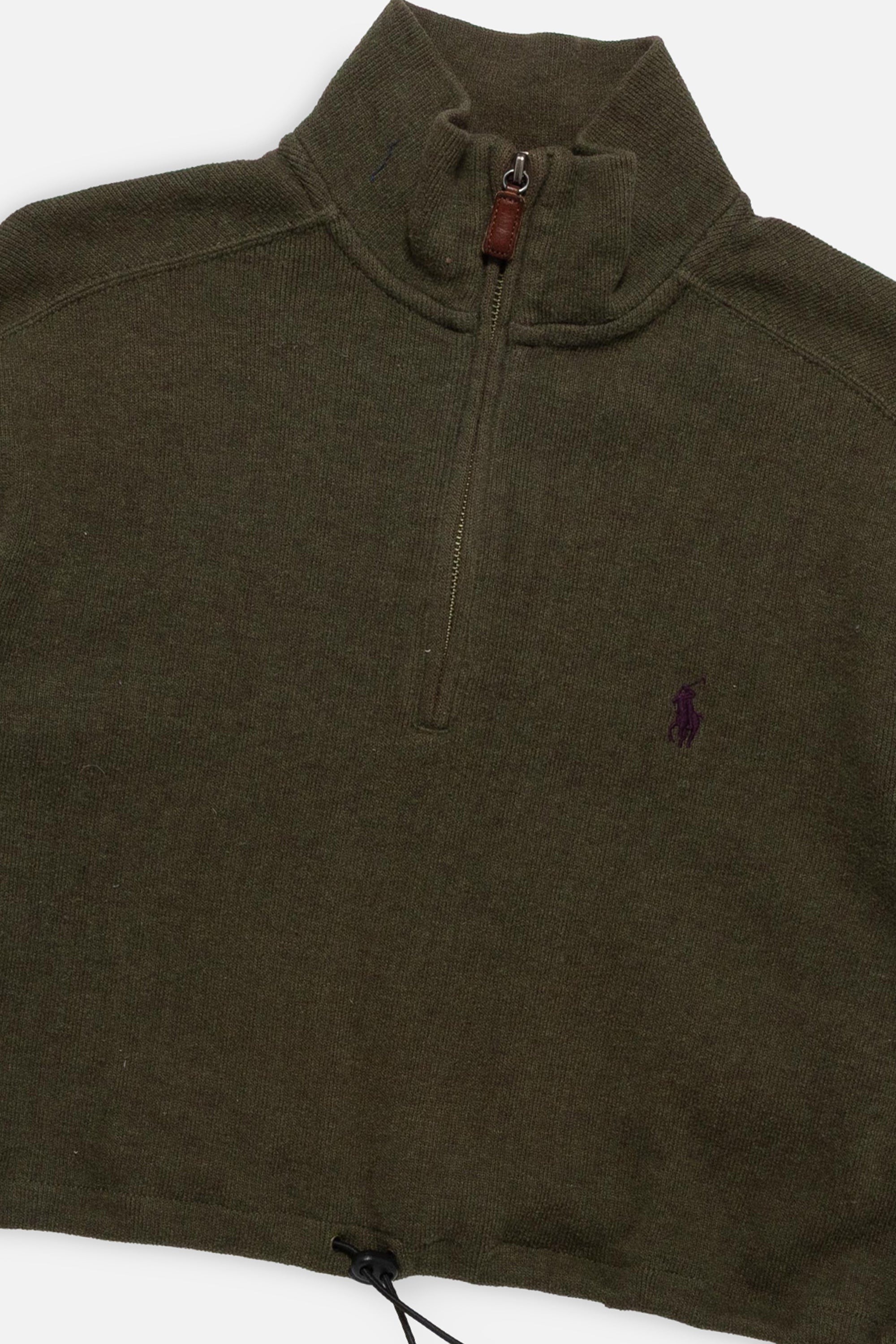 Rework Polo Crop Quarter Zip Sweater