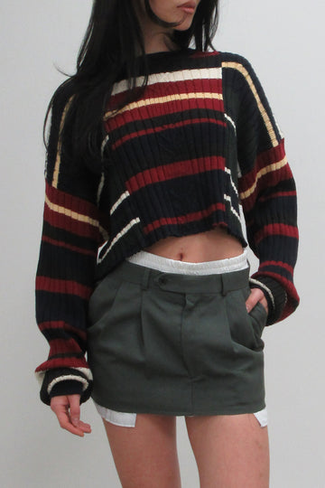 Rework Crop Knit Sweater - XL