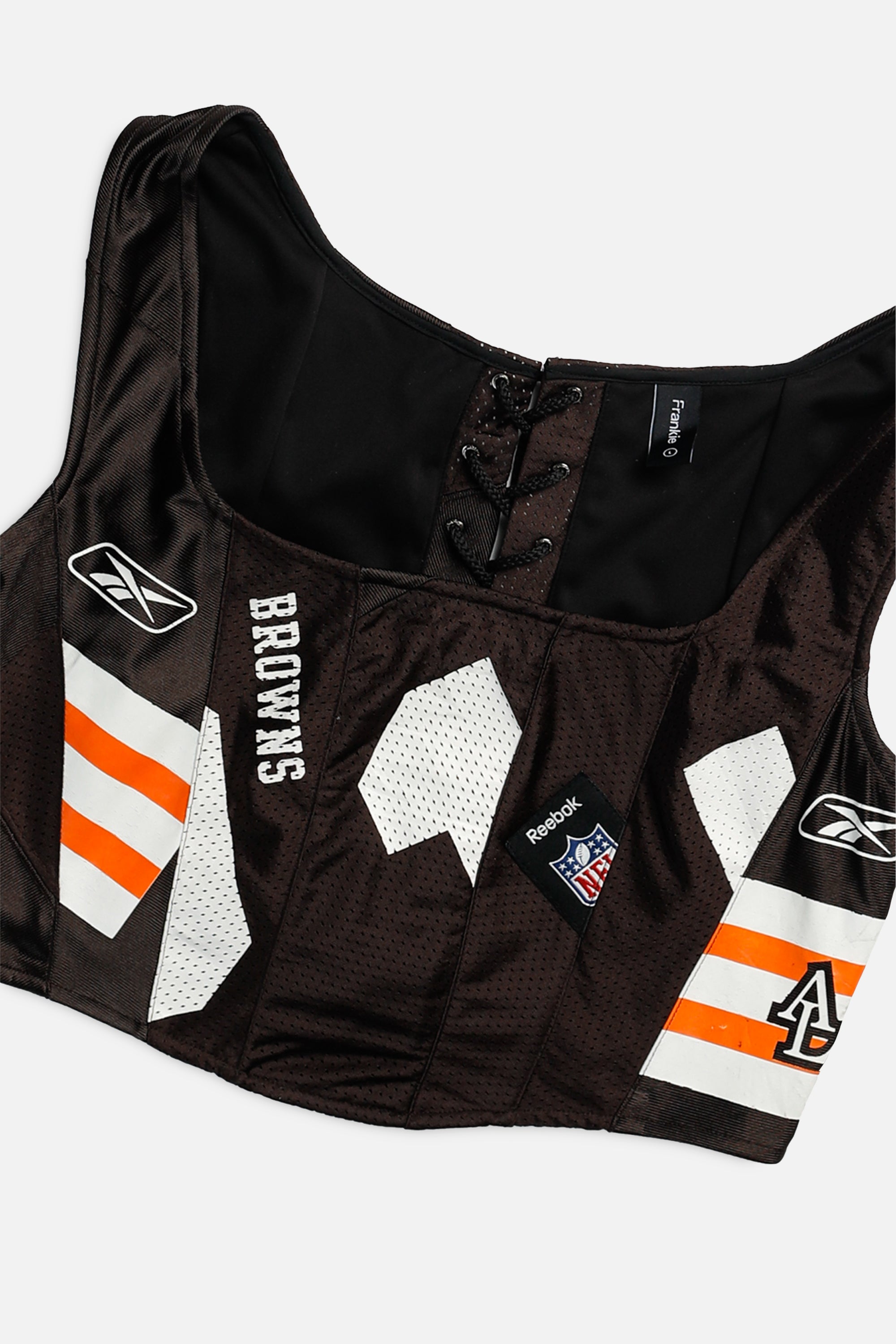 Rework Cleveland Browns NFL Corset - L-TOPS-NFL-L-Frankie Collective Rare Vintage Streetwear Reworks