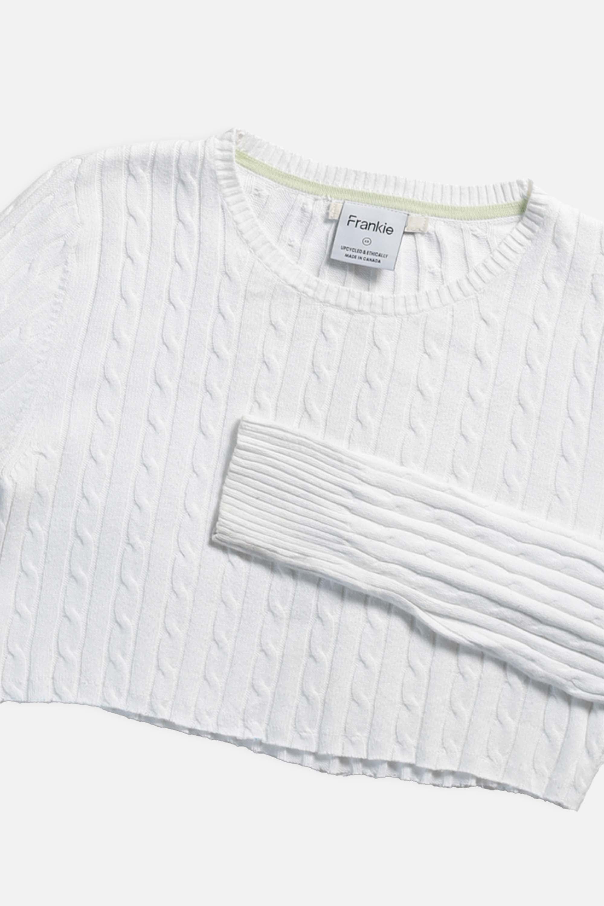 Rework Crop Knit Sweater - XS-SWEATERS-vendor-unknown-XS-Frankie Collective Rare Vintage Streetwear Reworks