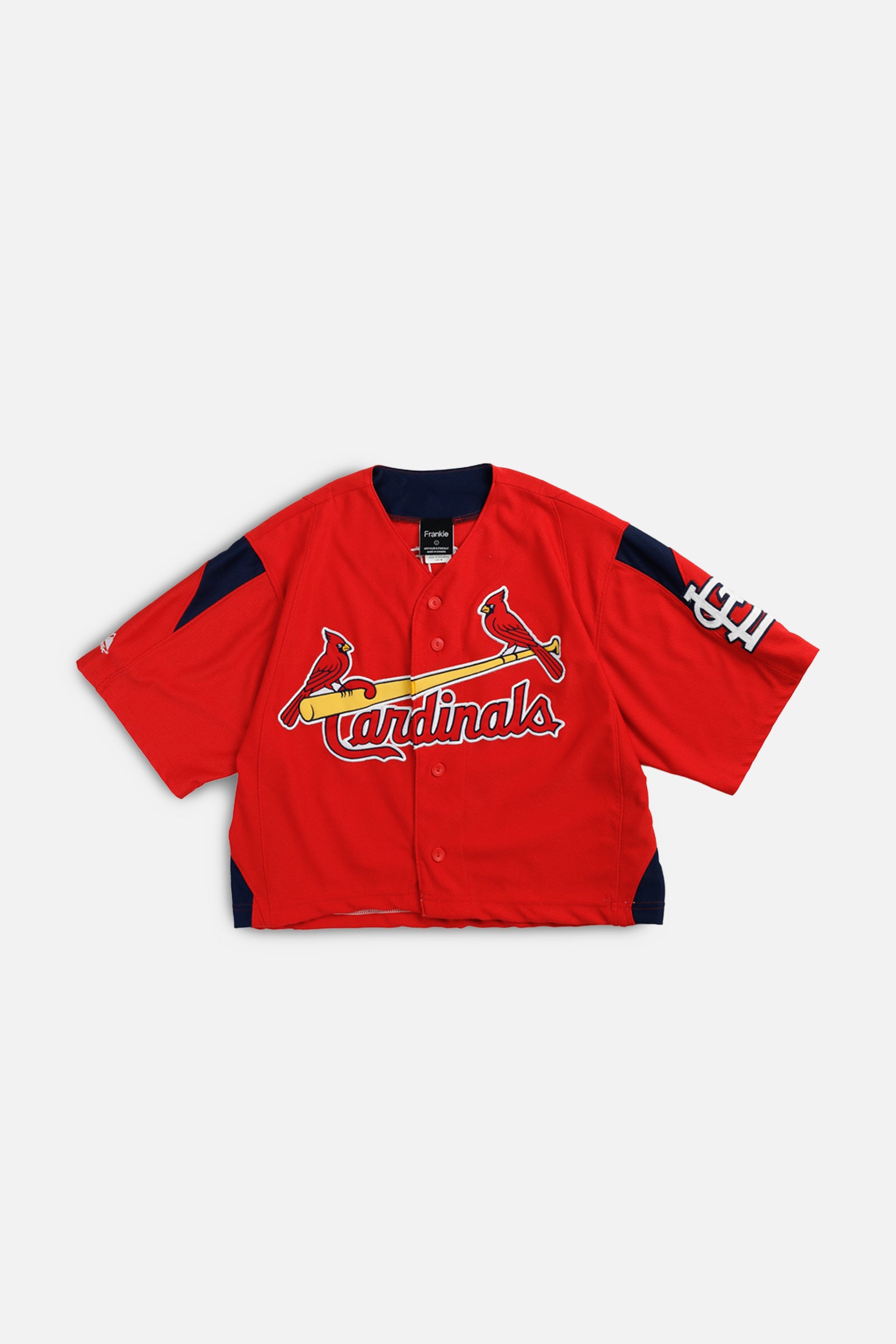 Rework Crop St. Louis Cardinals MLB Jersey - L-TOPS-MLB-L-Frankie Collective Rare Vintage Streetwear Reworks