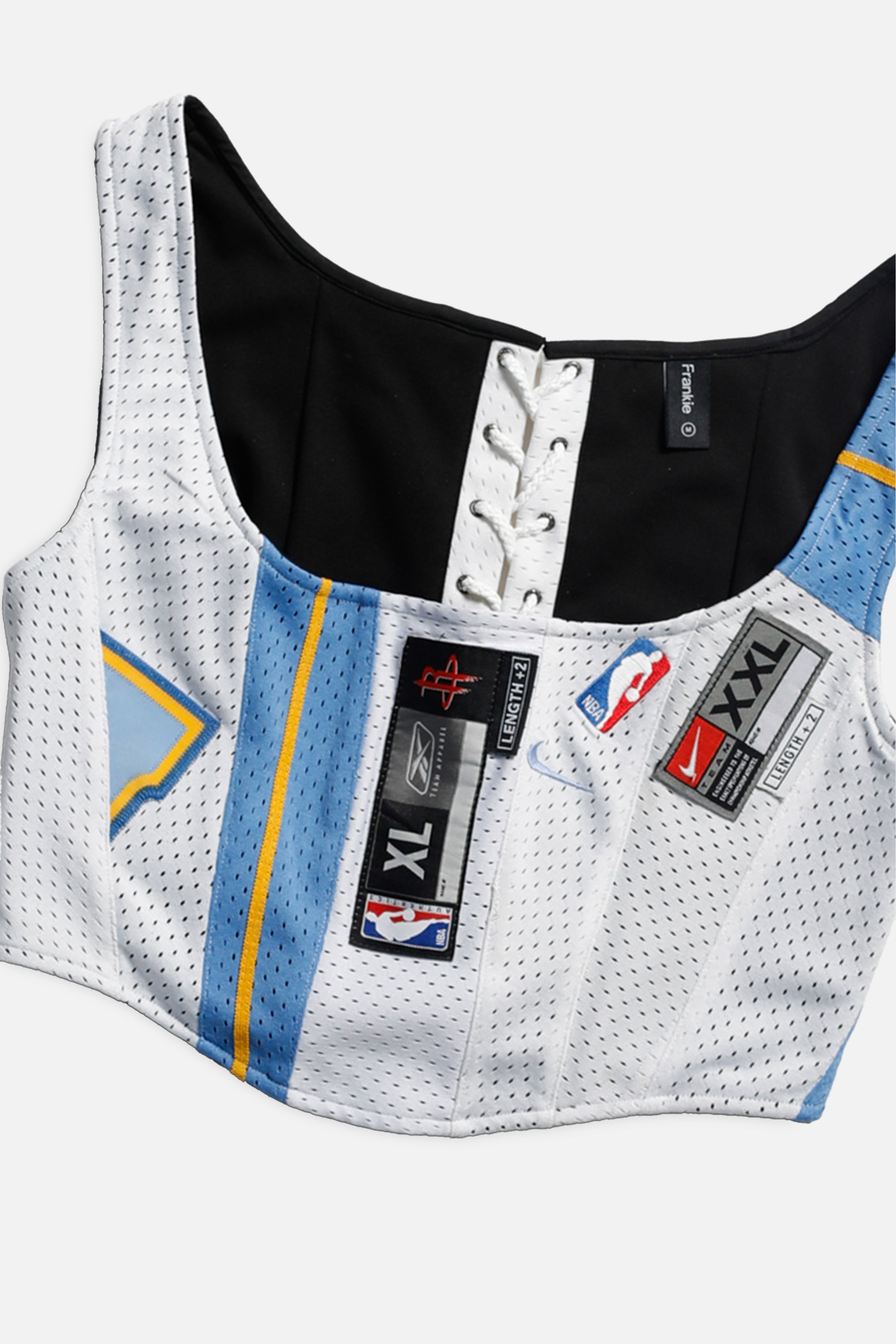 Rework Denver Broncos NBA Corset - M-TOPS-NBA-M-Frankie Collective Rare Vintage Streetwear Reworks